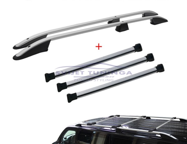 UZDUŽNI + POPREČNI KROVNI NOSAČI ZA VW T6/T6.1 L2 DUGAČKI - SREBRNI NOSAČI