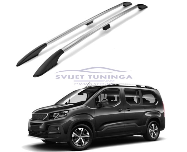 UZDUŽNI KROVNI NOSAČI ZA PEUGEOT PARTER/RIFTER XL - SREBRNI / SJAJNI