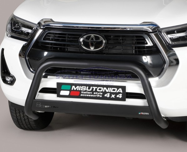 CRNI BULL BAR - PREDNJA ZAŠTITA ZA TOYOTA HILUX VIII REDIZAJN - CERTIFIKAT
