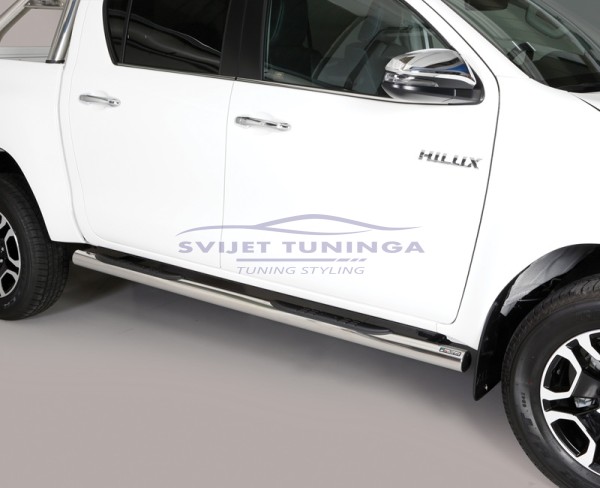 OKRUGLE BOČNE STEPENICE ZA TOYOTA HILUX VIII - CERTIFIKAT-INOX