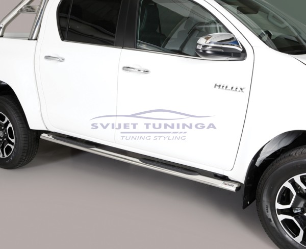 OVALNE BOČNE STEPENICE ZA TOYOTA HILUX VIII - CERTIFIKAT-INOX