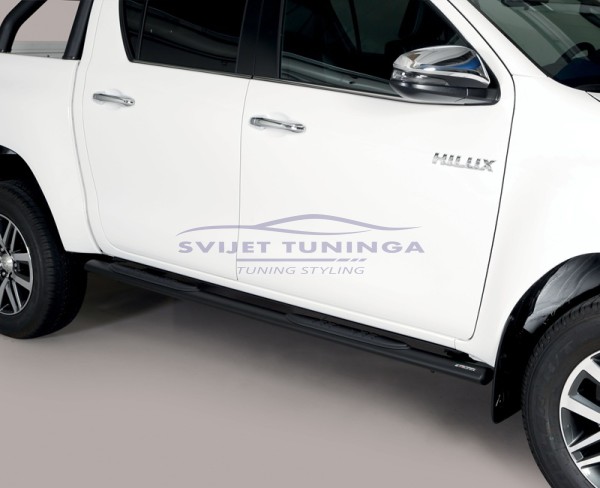 OVALNE BOČNE STEPENICE ZA TOYOTA HILUX VIII - CERTIFIKAT-CRNE